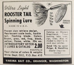 1961 Print Ad Rooster Tail Spinning Fishing Lures Yakima Bait Granger,Wa... - $6.99