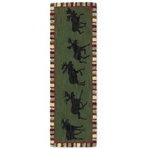 Argyle Green Moose Hooked Wool Runner Rug - $615.38 CAD