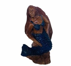 Mermaid figurine wood sculpture statue Siren folk art bikini vtg collect... - £38.91 GBP