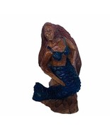 Mermaid figurine wood sculpture statue Siren folk art bikini vtg collect... - $49.45