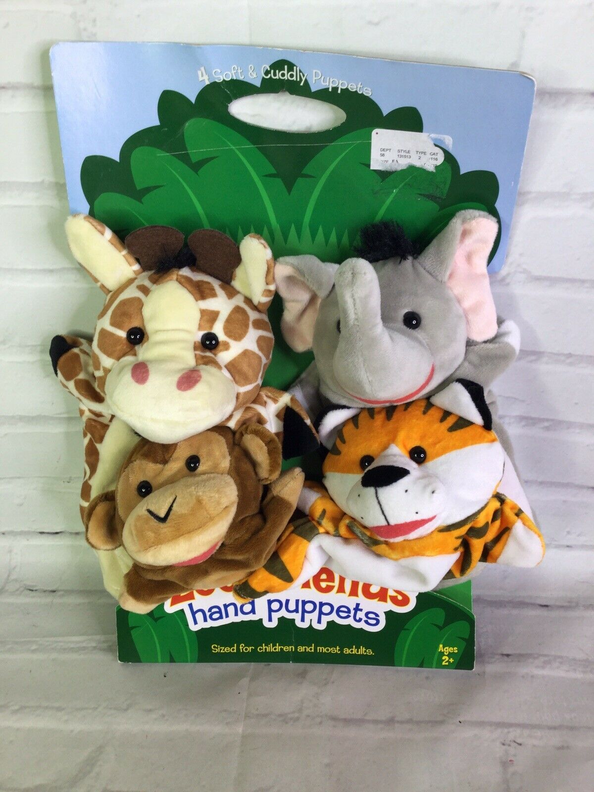 Primary image for Melissa and Doug Zoo Jungle Friends Hand Puppets Giraffe Monkey Elephant Tiger