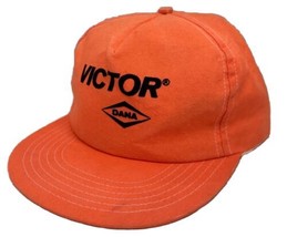 Vintage Victor DANA Hat Cap Snap Back Orange with Black Logo Auto Parts One Size - £14.11 GBP