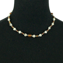 AMBER &amp; sterling silver heart bead necklace - 16.5&quot; artisan-made OOAK ch... - $45.00