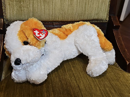 TY Beanie Buddy 2002 Darling 14&quot;L Shimmery White and Orange Laying Dog  ... - $17.77