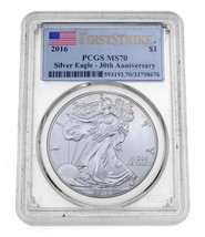 2016 Silver American Eagle 30th Anniversary PCGS First Strike MS70 - £98.24 GBP