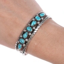 6.5&quot; 30&#39;s-40&#39;s Native American Silver and turquoise cuff bracelet - £794.03 GBP