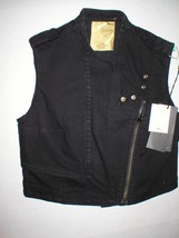 New NWT Womens 4 Designer Costume National Denim Moto Vest Black 40 Ital... - $594.00