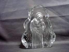 Saint Anthony &amp; Baby Jesus Carved Intaglio In Crystal For Desk Or Window... - £6.28 GBP