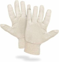 24 pcs Natural Color Jersey Cotton Polyester Gloves 10&quot; /w Elastic Knit Wrist - £13.29 GBP