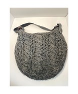 Vintage GAP Boho Hobo Shoulder Bag Purse Black Gray Woven 100% Paper 2001 - €18,63 EUR