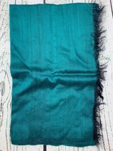Handcrafted 40 Silk 60 Wool Fabric Bottle Green Black Melange Scarf X1747 - £16.18 GBP