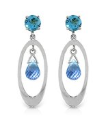 Galaxy Gold GG 14K Solid White Gold Natural Blue Topaz Chandelier Earrin... - $421.73