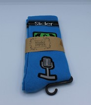 Slider Mens Crew Socks Microphone &amp; Money Size 9-11 Blue - $6.79