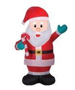 Christmas Holiday Lit Inflatable SANTA w/ Candy Cane 7&#39; Tall Outdoor Yar... - £31.31 GBP