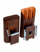Brizard and Co The &quot;Show Band&quot; 3 Cigar Case, Cutter and Lighter Combo - Wenge - £315.74 GBP
