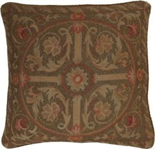 Handmade Needlepoint Throw Pillow 20x20 Bronze Beaded Red Embroidered - £378.81 GBP