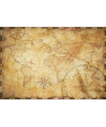 7X5Ft Vintage Old Travel World Map Backdrop Parchment Pirate Treasure Ba... - $35.58 CAD