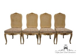 Set Of 4 Henredon Furniture Antiqued White Country French Provincial Cane Bac... - £1,670.64 GBP