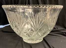Vintage Starburst Clear Glass Punch Bowl 7.5H x 11.5W - £11.22 GBP