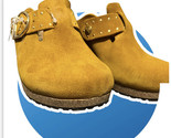 Papillio Women&#39;s US 9 Soley Ring-Buckle Wedge Sandals  Sued  Mustard New - $124.73