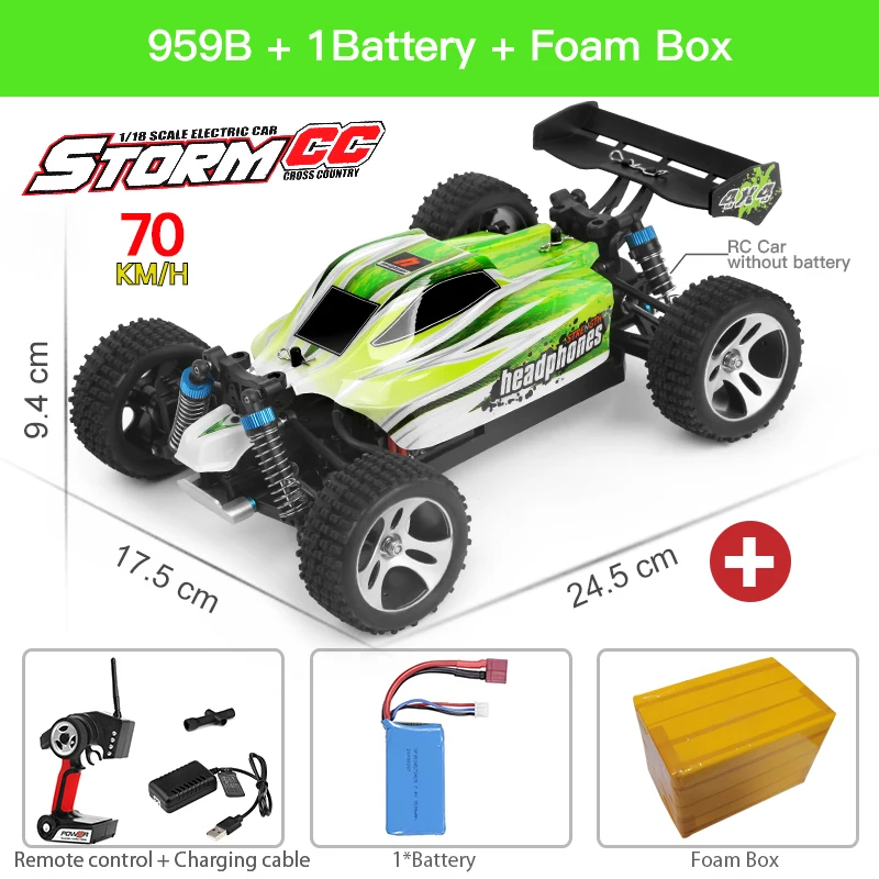 WLtoys A959 959B 2.4G Racing RC Car 70KM/H 4WD Electric High Speed Car Off-Road - £70.62 GBP+