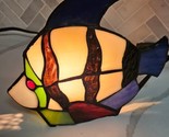  Stained Glass Angel Fish Night Light Decorative Accent Lamp Blue Green - $38.56