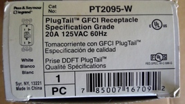 Pass & Seymour PT2095-W Plugtail GFCI Receptacle Specification Grade 20A 125VAC  - $7.59