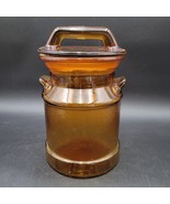 Vintage LE Smith Apothecary Jar Amber Glass Milk Canister w/Lid 8.75” Tall - $20.20 CAD