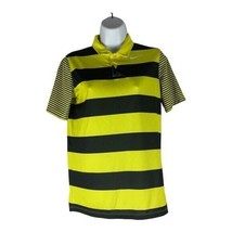 Nike Golf Mens Dri-Fit Large Yellow &amp; Black Striped Polo Shirt - £17.88 GBP