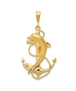 14K Yellow Gold Anchor with Dolphin Pendant - $784.36 CAD