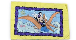 VTG Disney Mickey Dinosaur Standard Pillowcase Dundee USA Colorful Print - £23.26 GBP
