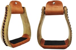 Horse Western Rawhide Covered Aluminum Saddle Roper Stirrups Tack 51175 - $59.39