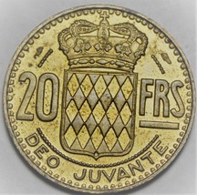 Monaco 20 Francs, 1951 Au/Unc~RARE~500k Minted~Raineer III~Free Shipping - £7.04 GBP