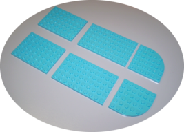 6 Used LEGO 6x6 - 6x8 - 6x10 Medium Azure Round Corner Plate 6003 - 3036 - 3033 - £7.80 GBP