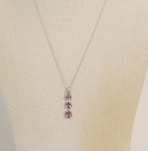 Department Store Sterling Silver Amethyst Linear Drop Pendant Necklace M861 $100 - £33.06 GBP