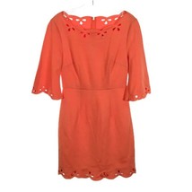 NWT Womens Size 4 Trina Turk Orange Delight Boat-Neck Half-Sleeve Scallop Dress - £69.46 GBP