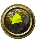 Bright Yellow Tropical Fish - Porthole Wall Decal - $14.00