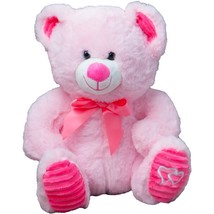 Teddy Bear Stuffed Animal Soft Plush Toy Corduroy Hearts Pink Plushie Gift 11” - £15.62 GBP