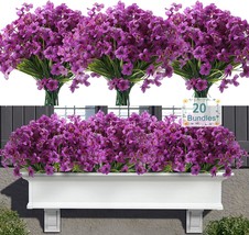 20 Bundles Artificial Flowers For Outdoors, Uv Resistant Fake Flowers, P... - £25.20 GBP