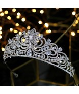 Vendimia brillante circonio completo novia tiara corona de cristal chapa... - $125.47