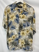 Caribbean Blues Men&#39;s Vintage Tropical Aloha Hawaiian Luau Camp Shirt L - £23.19 GBP