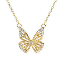 Golden Hollow Butterfly Necklace Silver - $59.00