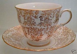 QUEEN ANNE Design GOLDEN Teacup and Saucer Set RIDGEWAY - $35.99