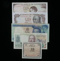 Southern Europa 5-Notes Lotto Spagna Peseta, Portogallo Escudo &amp; Italia ... - $54.44