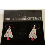 Christmas Tree Pierced Earrings New on Card Festive Rhinestones 3/4 Inch... - £11.54 GBP