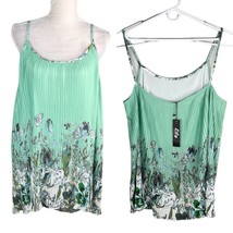 Lily by Firmiana Top Blouse 3XL Thin Straps Floral Butterfly Green Lined New - £19.95 GBP