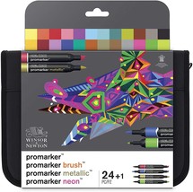 Winsor &amp; Newton Mixed Marker Art Twin Tip Pen Wallet Set of 24 Colours, 0290037 - £47.44 GBP