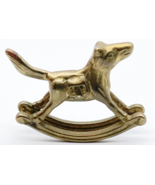 Vintage Miniature Brass Rocking Horse Figurine 2.5&quot; Statue Decor Gold Nu... - $182.19 MXN