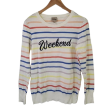 NWT Womens Size Small Como Vintage Weekend Embroidered Striped Knit Sweater - £17.16 GBP