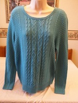 Women&#39;s Petite Laura Scott Crew Neck Cable Knit Sweater Blue XL NEW - £21.01 GBP